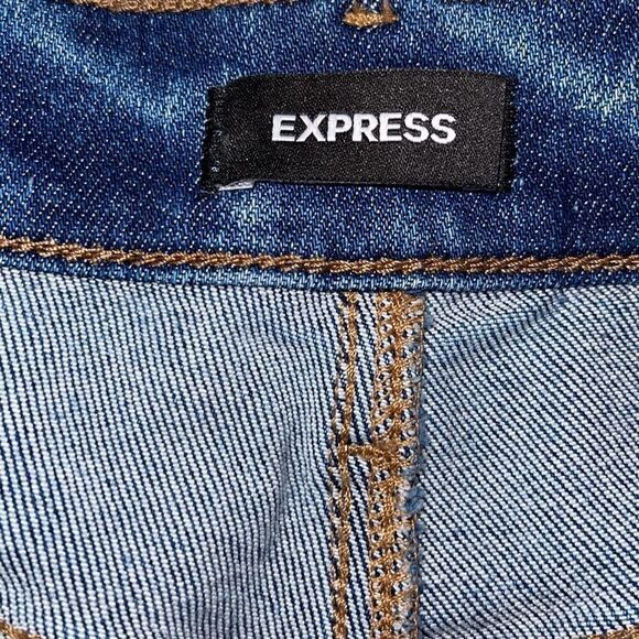 Express‎ Womens Raw Hem Cotton Blend High-Rise Skinny Jeans Blue Size 10R - Picture 6 of 11